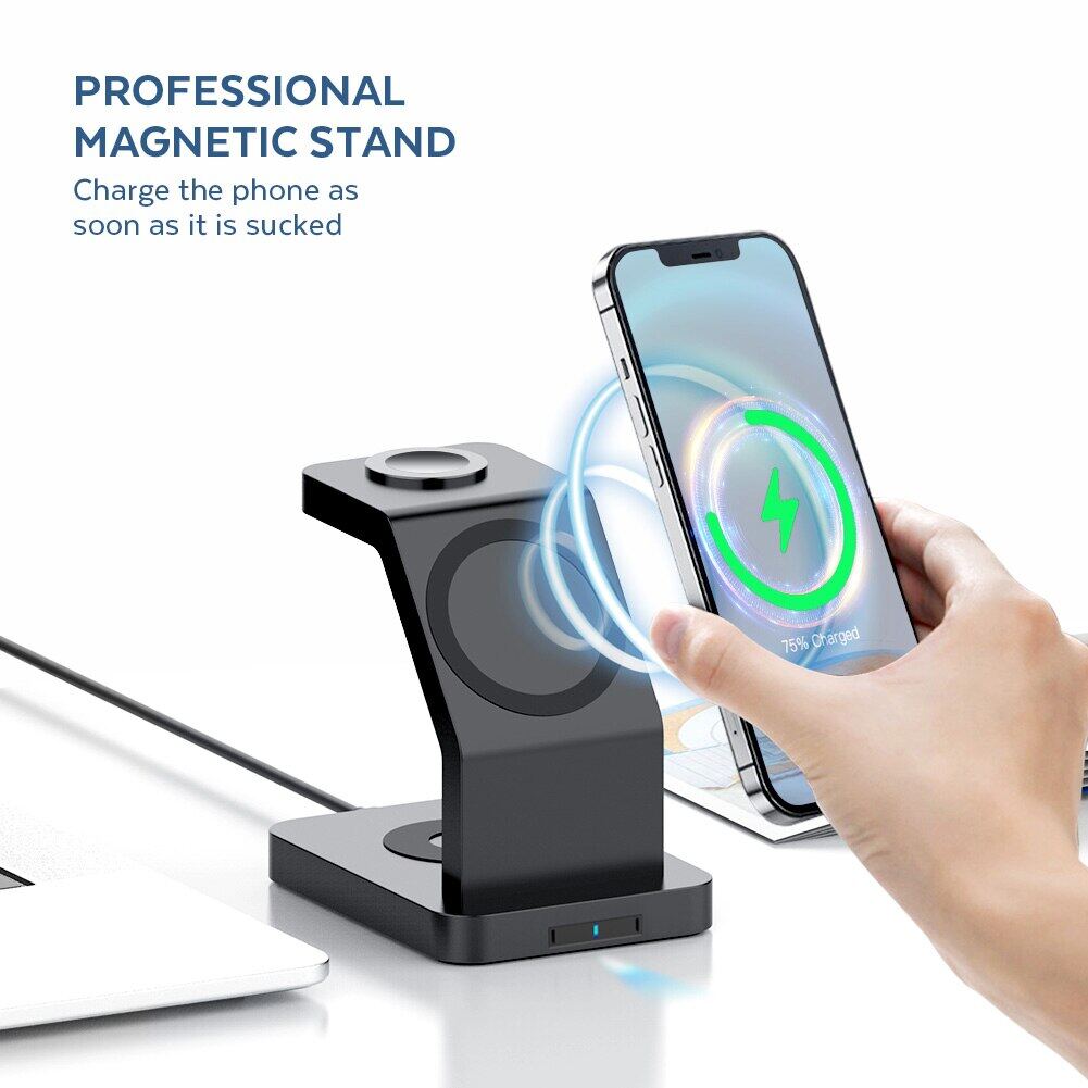 HOCE 3 In 1 Magnetic Wireless Charger 15W Fast Charging For iPhone 14 13 12 11 Pro Max 14 Plus 13 12 Mini Chargers For Apple Watch 7 6 5 4 3 Airpods Pro